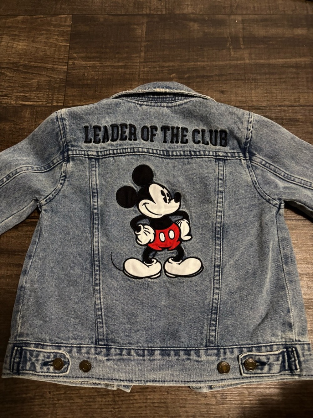 DISNEY Mickey Mouse LEADER OF THE CLUB Denim Jacket Disney Store Child Size 4.